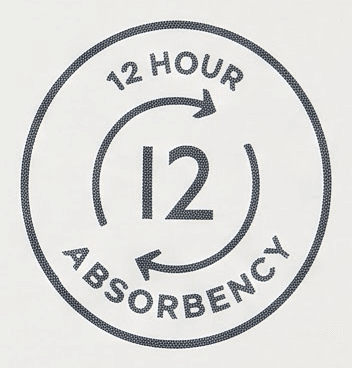 12 hour absorbency certification mark